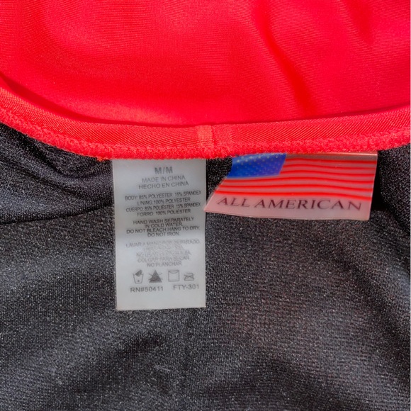 All American Firecracker Red One Piece Maillot Swimsuit Size Medium U Back - Picture 8 of 8